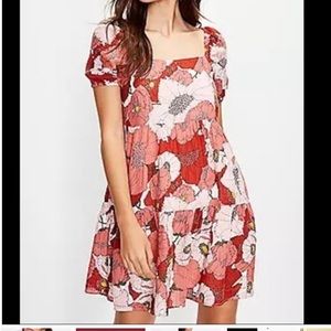 Loft Poppy Square Neck Puff Sleeve Dress size 2